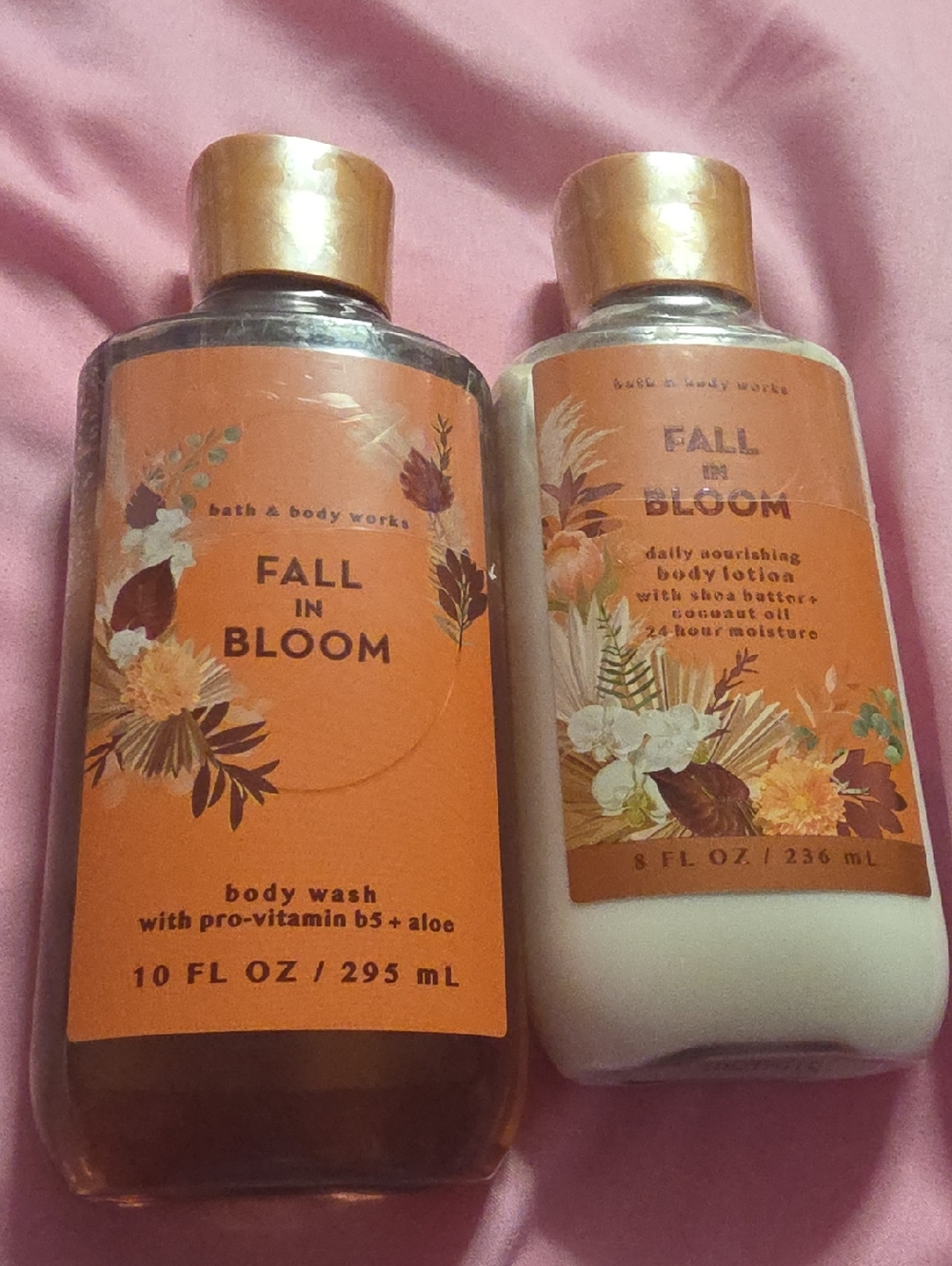 Bath & Body Works Fall in Bloom Body Wash & Lotion - Orange, Gold